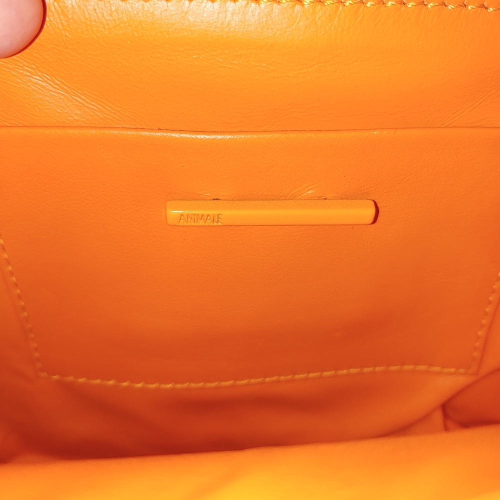 Animale Brazil Lizard Leather Mini Satchel Crossbody Shoulder Bag Bright Orange - Picture 14 of 16